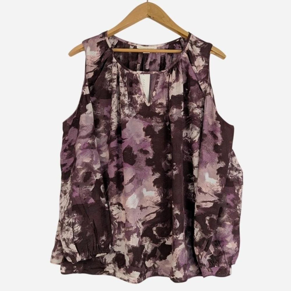 Cooper and Ella Zephyr Abstract Print Pleated Neck Blouse NWT 1X